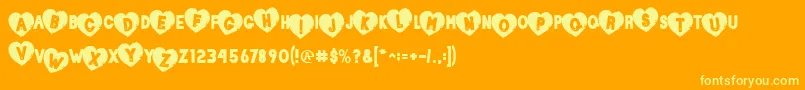 Loverboy-Schriftart – Gelbe Schriften auf orangefarbenem Hintergrund