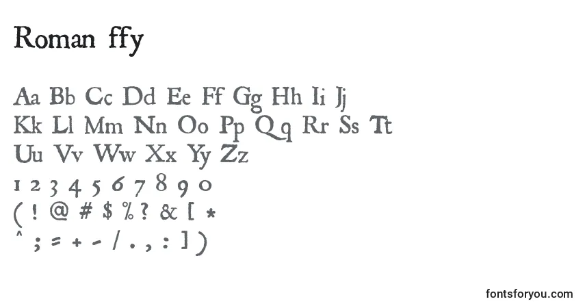Schriftart Roman ffy – Alphabet, Zahlen, spezielle Symbole