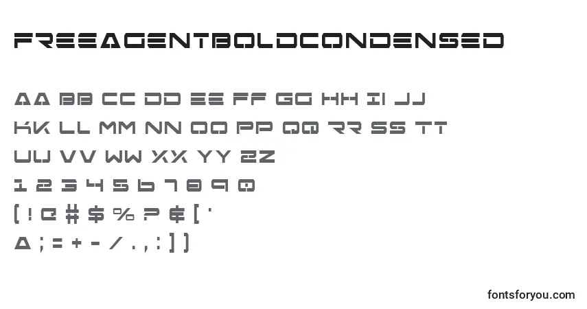 A fonte FreeAgentBoldCondensed – alfabeto, números, caracteres especiais