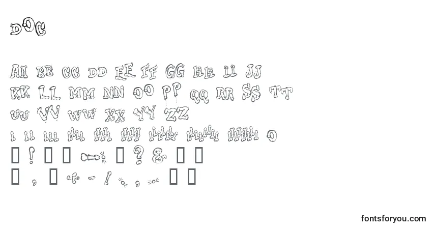 Czcionka Doc – alfabet, cyfry, specjalne znaki