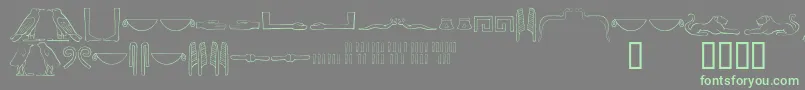 Lisätietoja Ancientegyptianhieroglyphs-fontista Ancientegyptianhieroglyphs-fontti – vihreät fontit harmaalla taustalla