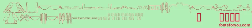 フォントAncientegyptianhieroglyphs – 赤い文字の緑の背景