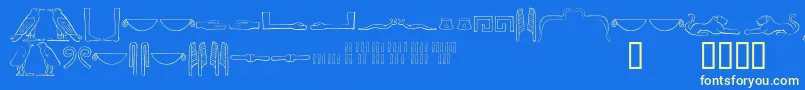 Fonte Ancientegyptianhieroglyphs – fontes amarelas em um fundo azul