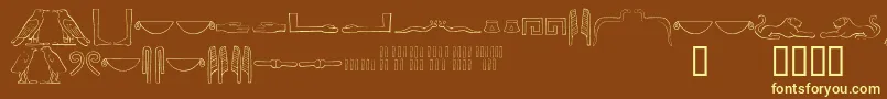 Ancientegyptianhieroglyphs-Schriftart – Gelbe Schriften auf braunem Hintergrund