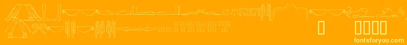 Ancientegyptianhieroglyphs Font – Yellow Fonts on Orange Background