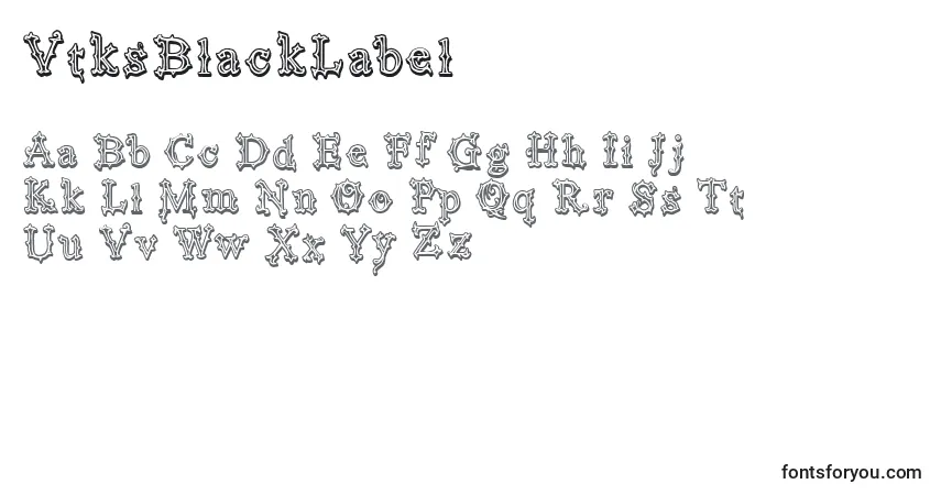 Czcionka VtksBlackLabel – alfabet, cyfry, specjalne znaki