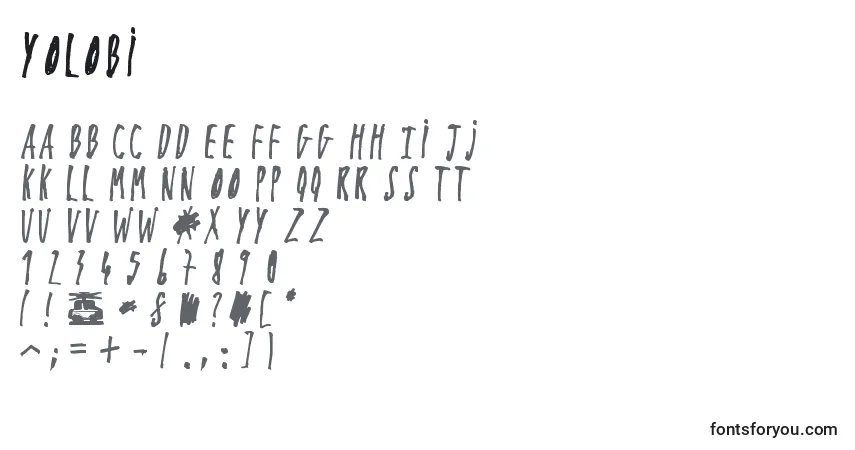 Czcionka YoLobi – alfabet, cyfry, specjalne znaki