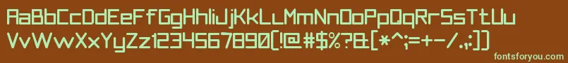 フォントSmoothLine7 – 緑色の文字が茶色の背景にあります。