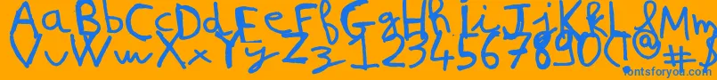 NicolasFrespech-fontti – siniset fontit oranssilla taustalla