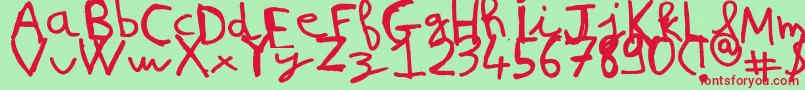 フォントNicolasFrespech – 赤い文字の緑の背景