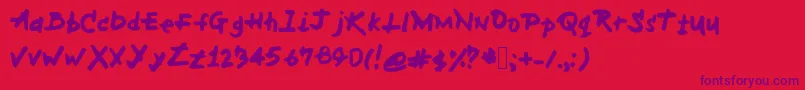 MhFont-Schriftart – Violette Schriften auf rotem Hintergrund