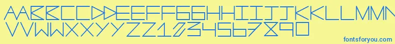 フォントAnotherline – 青い文字が黄色の背景にあります。