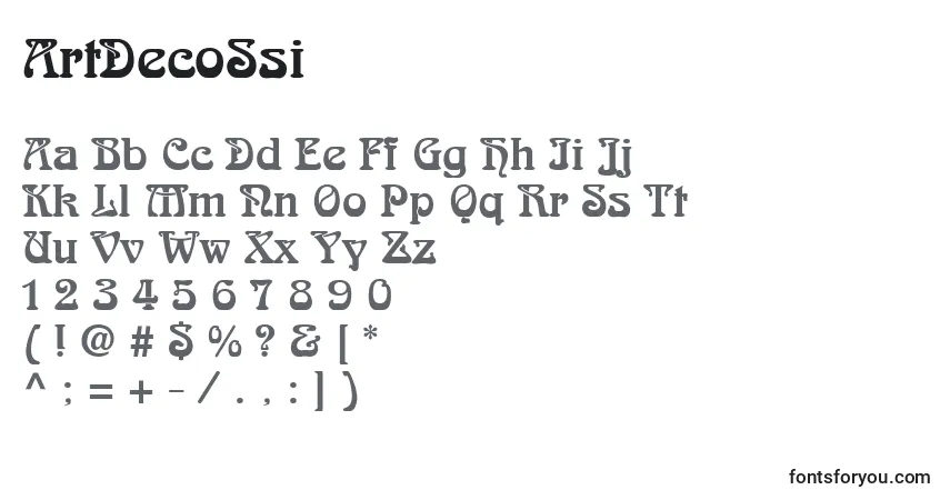 A fonte ArtDecoSsi – alfabeto, números, caracteres especiais