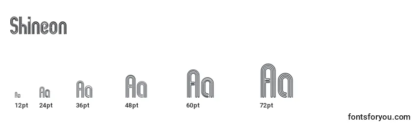 Shineon Font Sizes