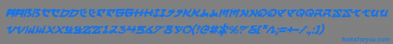 Fonte YamaMotoItalic – fontes azuis em um fundo cinza