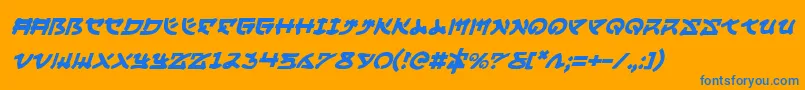 Fonte YamaMotoItalic – fontes azuis em um fundo laranja