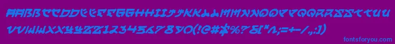 YamaMotoItalic Font – Blue Fonts on Purple Background