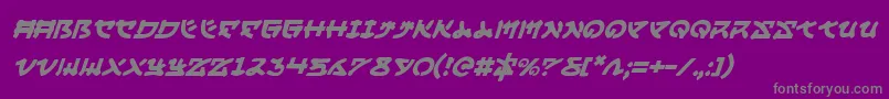 Fonte YamaMotoItalic – fontes cinzas em um fundo violeta