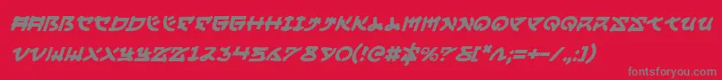 Fonte YamaMotoItalic – fontes cinzas em um fundo vermelho