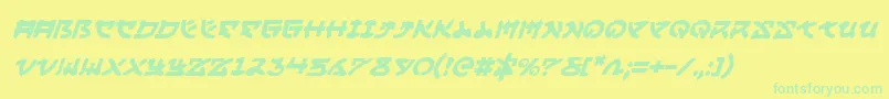YamaMotoItalic-Schriftart – Grüne Schriften auf gelbem Hintergrund