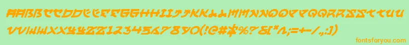Fonte YamaMotoItalic – fontes laranjas em um fundo verde