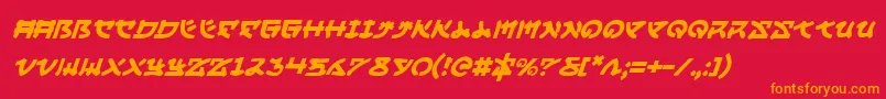 フォントYamaMotoItalic – 赤い背景にオレンジの文字