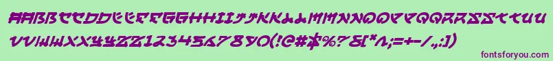 Fonte YamaMotoItalic – fontes roxas em um fundo verde
