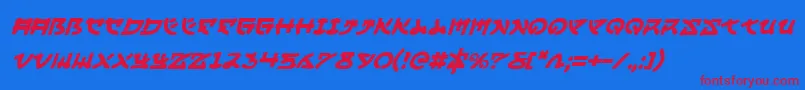 Czcionka YamaMotoItalic – czerwone czcionki na niebieskim tle