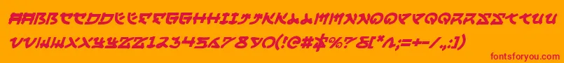 Fonte YamaMotoItalic – fontes vermelhas em um fundo laranja