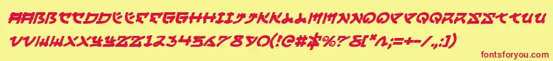 YamaMotoItalic Font – Red Fonts on Yellow Background