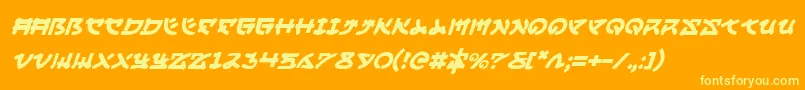 YamaMotoItalic-fontti – keltaiset fontit oranssilla taustalla