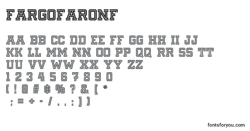 A fonte Fargofaronf (61664) – alfabeto, números, caracteres especiais