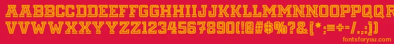 フォントFargofaronf – 赤い背景にオレンジの文字