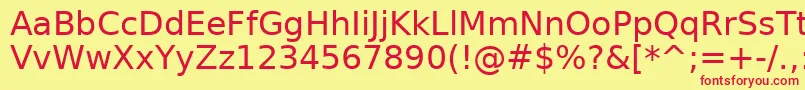 PrimaSansBt Font – Red Fonts on Yellow Background