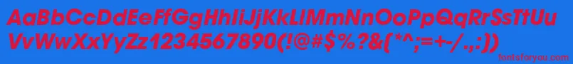 AvignonBoldItalic Font – Red Fonts on Blue Background