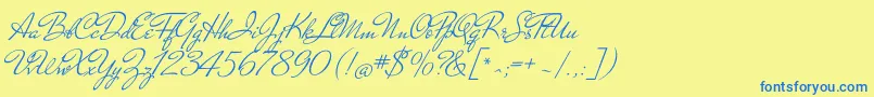 MrdehavilandRegular Font – Blue Fonts on Yellow Background