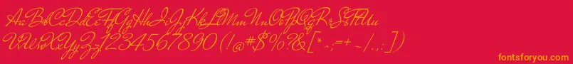 MrdehavilandRegular Font – Orange Fonts on Red Background