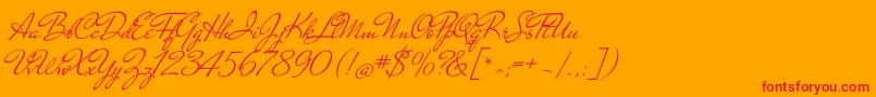 MrdehavilandRegular-Schriftart – Rote Schriften auf orangefarbenem Hintergrund