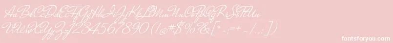 MrdehavilandRegular-Schriftart – Weiße Schriften auf rosa Hintergrund