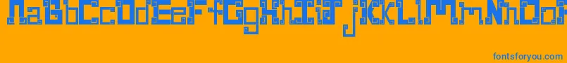 NewWaveAztec Font – Blue Fonts on Orange Background