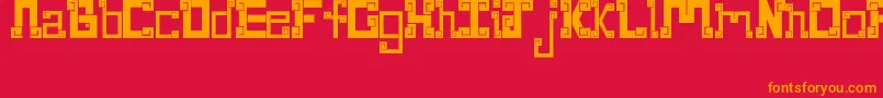 NewWaveAztec Font – Orange Fonts on Red Background