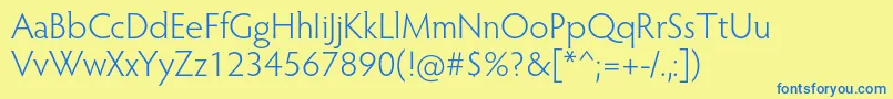 HypatiasansproLight Font – Blue Fonts on Yellow Background