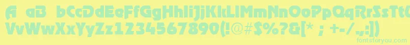 RoostRegular Font – Green Fonts on Yellow Background