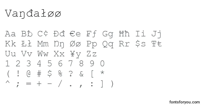 Czcionka Vandaloo – alfabet, cyfry, specjalne znaki