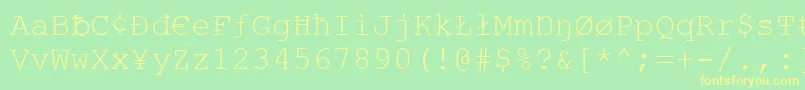 フォントVandaloo – 黄色の文字が緑の背景にあります