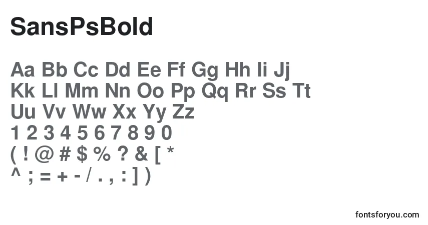Шрифт SansPsBold – алфавит, цифры, специальные символы