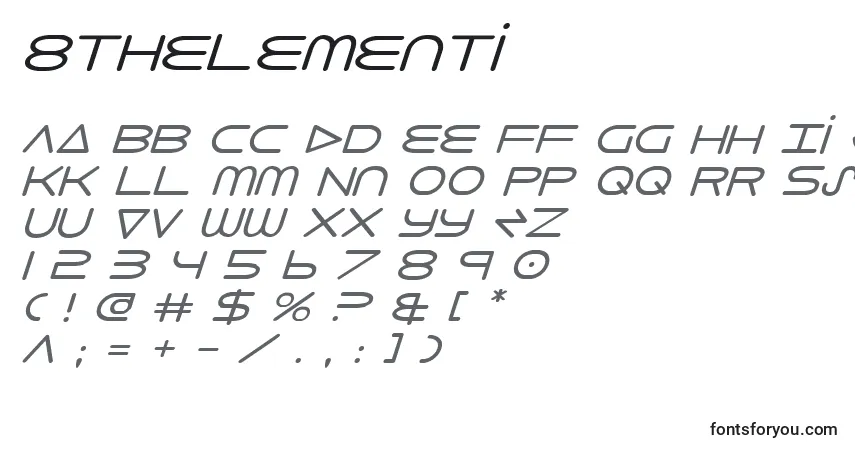 A fonte 8thelementi – alfabeto, números, caracteres especiais