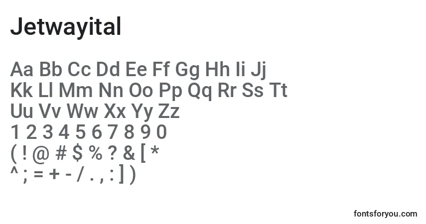 Jetwayitalフォント–アルファベット、数字、特殊文字