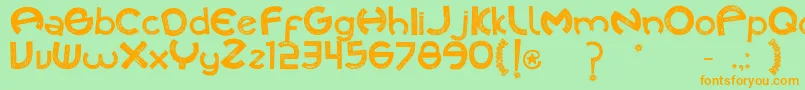 Cuecafont-Schriftart – Orangefarbene Schriften auf grünem Hintergrund