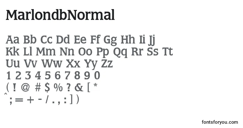 A fonte MarlondbNormal – alfabeto, números, caracteres especiais